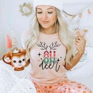 Oh Deer! Christmas Graphic T-shirt Funny Christmas Shirt Unisex Crew Neck Shirt